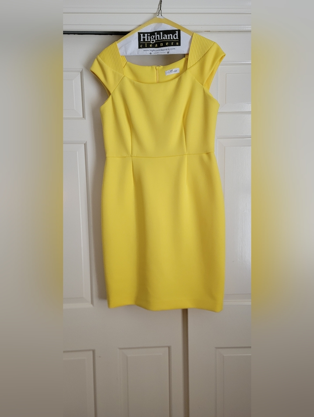 Calvin Klein Yellow Sheath Dress - Classic Cap Sleeve